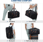 Gym Bag for Men and Women with Shoe & Laptop Compartment, 3-in-1 Sports Travel Duffel Bag Anti-Theft Weekender Carry-On Backpack for Airplane & Workout, Overnight Travel Bag,35L (Black, Medium)