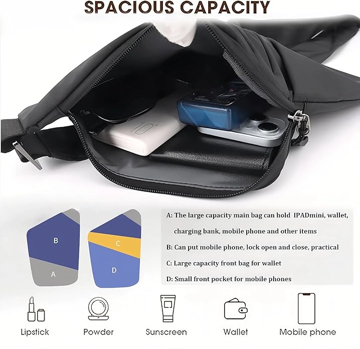 Crossbody Travel Bags for Women, New Theft Proof Safe Slim Sling Travel Purses, Personal Flex Shoulder Bag for Men Women