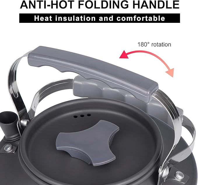 Alocs 0.8L Kettle Teapot, Portable Camping Coffee Pot, Hard-Anodized Aluminum Camping Kettle, Compact Tea Kettle for Stove Top, Outdoor, Hiking, Camping, Picnic and Traveling.