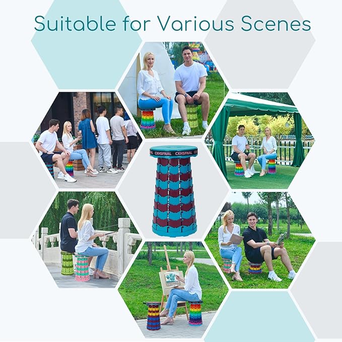 Upgraded 2 Pack Portable Collapsible Stool,Folding Camp Stool for Adults,Retractable Lightweight 400lbs Sturdy Height Adjustable for Fishing Hiking Camping Gardening Travel BBQ (Blue Purple)