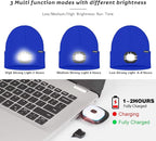 ATNKE LED Lighted Beanie Hat,USB Rechargeable 4 LED Running Headlamp Bright Cap with The Light Gifts for Men and Women