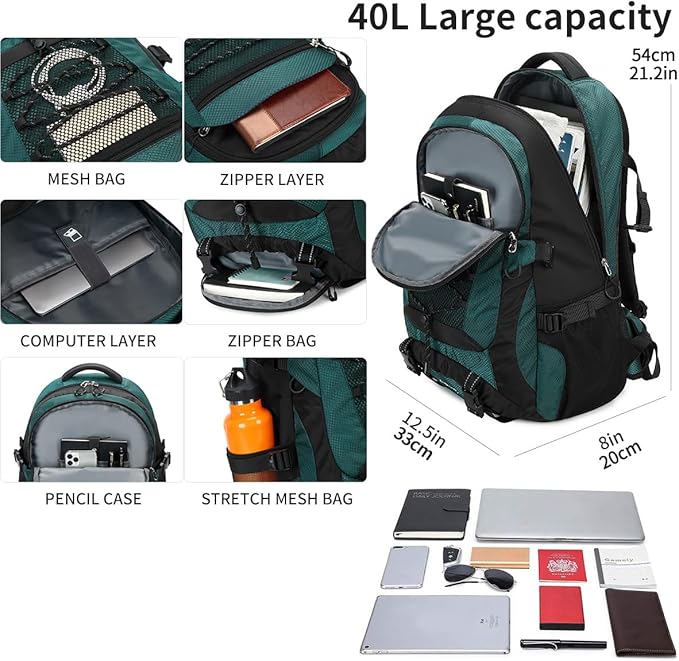 BOVIP 40L Hiking Backpack Waterproof Lightweight Daypack Travel Sports Camping Backpack for Men Women