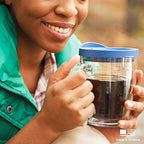 Tervis Clear & Colorful Tabletop Made in USA Double Walled Insulated Tumbler Travel Cup Keeps Drinks Cold & Hot, 16oz Mug, Clear