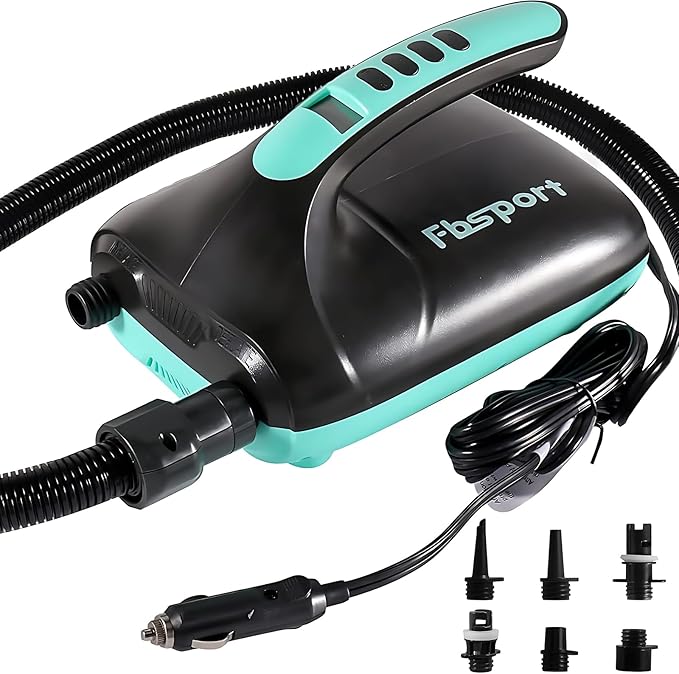 FBSPORT 20PSI High Pressure SUP Vehicle Electric Air Pump, Inflation Paddle Board Pump for Stand Up Paddle Boards, Inflation & Deflation Function Quick Air Inflator for Paddleboards