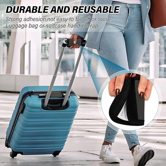 DOMIKING Black Luggage Handle Wrap Soft Luggage Identifiers for Suitcase Markers for Travel Bag Luggage Suitcase Handle Cover Travel Accessories, 2 Pack