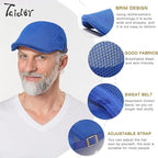 2 Pack Men's Mesh Cap Breathable Summer Newsboy Hat Adjustable Beret Ivy Cap Irish Cabbie Driving Hunting Hats