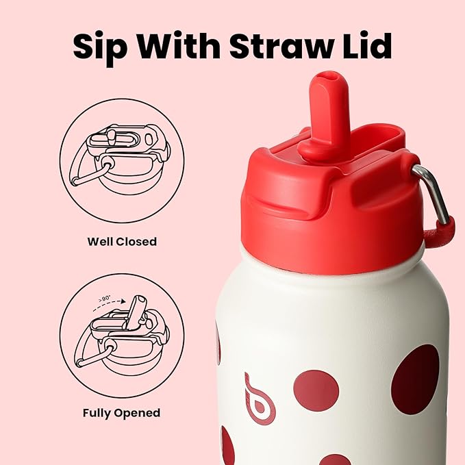 BOTTLE BOTTLE 32oz Insulated Water Bottle Stainless Steel Sport Water Bottle with Straw Dual-use Lid Design for Gym with Pill Box