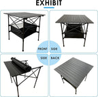 LEADALLWAY Folding Camping Table with Large Storage and Carrying Bags,28x28x28inchs