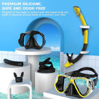 Greatever Dry Snorkel Set,Panoramic Wide View,Anti-Fog Scuba Diving Mask,Professional Snorkeling Gear