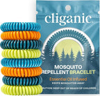 Cliganic 20 Pack Mosquito Repellent Bracelets for Adults & Kids - Natural DEET-Free Bands, Individually Wrapped