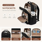 LOVEVOOK Laptop Backpack for Women with Pouch Pocket for Large Capacity Cup,15.6 Inch Teacher Nurse College Work Backpack Purse,Waterproof Laptop Bag Computer Back Pack for Travel, Nude+Wicker pattern