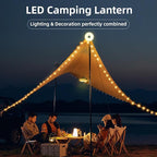 Allspark Camping String Lights, 4 in 1 Quick Storage 32.8FT Rechargeable Waterproof LED Hanging Light with 8 Lighting Modes, Hanging Portable LED Lamp for Outdoor Patio Awning Garden Party Essential