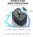 VYLEE Universal Travel Adapter, 5 in 1 International Power Adapter with 3.5A 2xUSB-A & 2xUSB-C Ports, Travel Plug Adapter Worldwide for Europe USA UK AUS Travel Essentials (Black Grey)