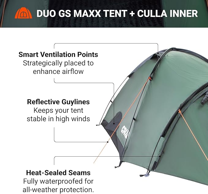 Crua Duo Outdoor Camping Tent – 2 Person Tent for Camping, Easy Pop-up Assembly, Lightweight and Waterproof Outdoor Gear for Hiking Backpacking, Weather Resistant