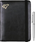 WALNEW Passport Holder for Travel, RFID Passport Cover Wallet for Women Men, PU Leather Passport Book Card Holder Case with Pen, Travelling Essentials for Flying