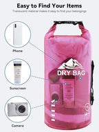 HEETA Dry Bag Waterproof for Women Men, 5L/10L/20L/30L/40L Roll Top Lightweight Dry Storage Bag Backpack with Phone Case for Travel Swimming Boating Kayaking Paddle Board Camping Beach Accessories