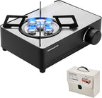 Odoland 7500BTU Camping Butane Stove with Compact Carry Case, CSA Certified Portable Gas Stove for Backpacking,Picnic,Outdoor Adventures,Black