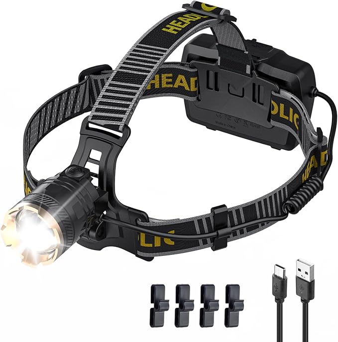1,000,000 LM Rechargeable Headlamp, 90° Adjustable Head Lights for Forehead, Headlamps for Adults Rechargeable, IP68 Waterproof Head Lamp for Hunters for Outdoor Camping, Hunting, Running