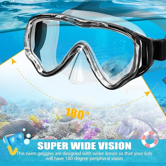 Snorkeling Set for Kids, Full Dry Snorkeling Mask Set for Adults, Anti-Fog Protection, Unisex,HD Panoramic View, Snorkeling Gear for Kids 4-14 Age