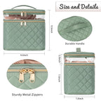 OCHEAL Large Makeup Bag, Double Layer Makeup Bag, Vertical Storage Cosmetic Case for Women/Girls with Multiple Compartments-Green