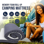Foamma 4" x 30" x 75" Memory Foam Roll-Up Camping Mattress with Water Resistant Zipper Cover, Foldable and Portable for Camping, RV Bunk, Tent, Guest Bed, Outdoor and Dorm, CertiPUR-US Certified Foam
