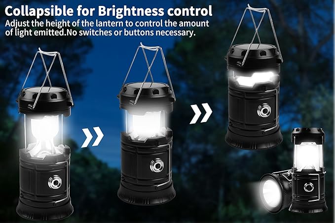 KunHe 24-Pack 1800mAh Collapsible Portable LED Camping Lantern Lightweight Waterproof USB Rechargeable LED Flashlight Kits for Indoor Outdoor Home Emergency Light Power Hiking