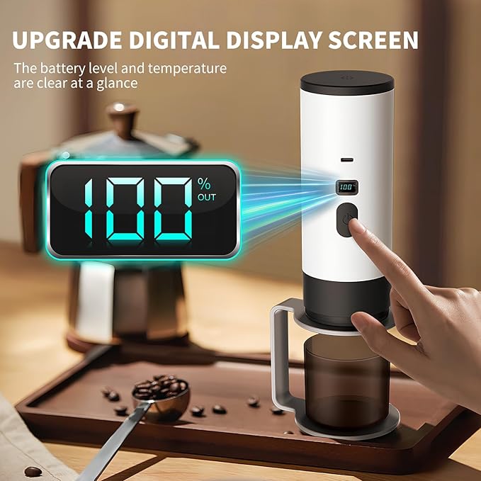 3-in-1 Portable Coffee Maker, 15 Bar Portable Espresso Machine with LED Display and 90ml Sink, Compatible with Ground Coffee & Capsules(Ns&DG) for RV, Hiking, Office, Auto-Heating, USB-C (Orange)