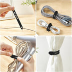 40 Pcs Black Silicone Cable Ties, Reusable Cable Straps Wire Organizer, Cable Management Cord Organizer for Fastening Earphone Phone Charger Home Office Desk Kitchen Appliances Cable Cords Wires