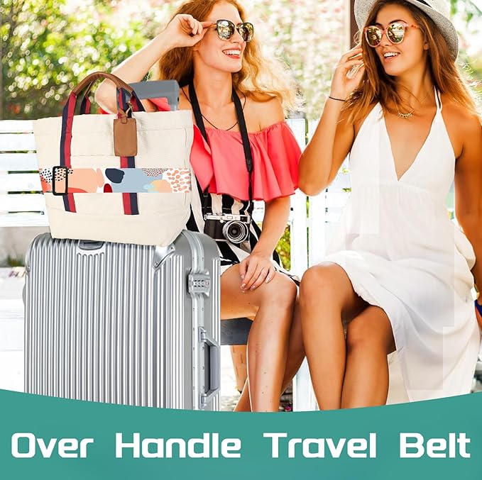 Slohif Luggage Straps for Suitcases Travel Belt Accessories Luggage Connector Identifiers 2 Pack Over Handle with Buckle Unique Nylon Adjustable Strap for Sleeping Bag Car Seat Simple Painting