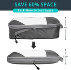 7 Set Compression Packing Cubes for Travel - Compressible, Lightweight, and Space-Saving Packing Cubes, Travel Essentials for Women, Grey