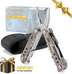 15-in-1 Multitool Pocket Knife, Multipurpose Stainless Steel All In One Tool for Camping Hiking Survival Travel Home - Portable Heavy Duty Folding Utility Multi Tool with Self-Locking