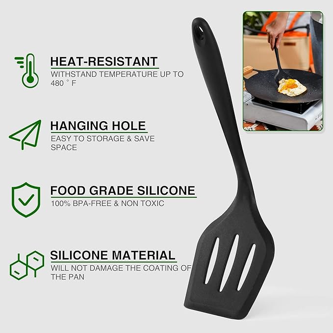 Camping Cooking Essentials Utensils Set - Camp Cookware Kitchen Accessories Kit, Camper Gear Must Haves, Stainless Steel & Silicone, RV Car Portable Outdoor Equipment Tool