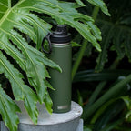 koodee Insulated Water Bottle, 22 oz Stainless Steel Double Wall Vacuum Wide Mouth Sport Bottle with Leakproof Spout Lid(Grass Green)