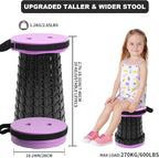 ALEVMOOM Collapsible Stool with Cushion, H18.3 D10.24 Portable Telescoping More Sturdy Load Capacity 600Lbs, Retractable Adjustable Camping Folding Stool for Outdoor Hiking BBQ Climb