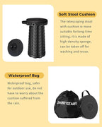 Upgraded 2PCS Collapsible Stool with Cushion & Waterproof Bag - 400lbs Heavy Duty Portable Folding Stool for Adults, Telescoping Camping Seat with Carrying Straps for Fishing Hiking Travel BBQ