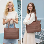 Tote Bag for Women Puffer Work Tote Handbag Large Quilted Nurse Bag with Zipper for Travel
