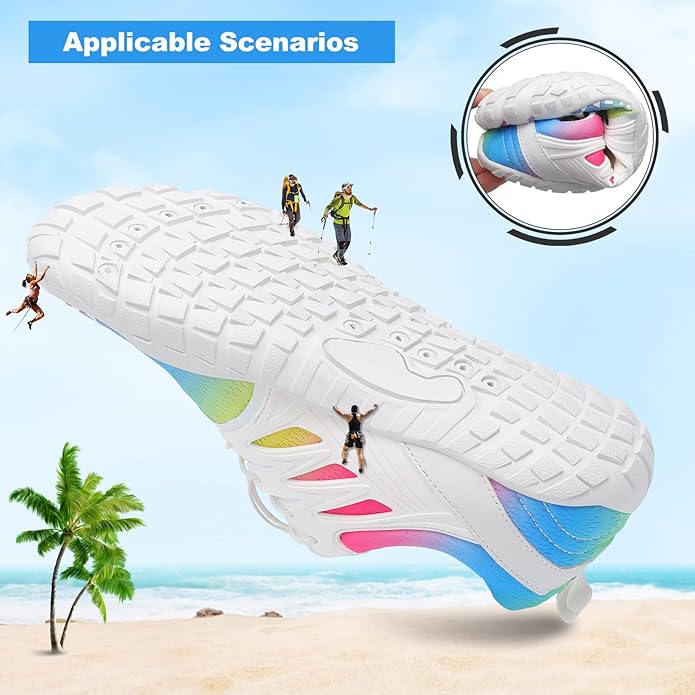 L-RUN Barefoot Water Shoes Women Mens Aqua Sock Athletic Hiking Water Sports Shoes for Swim Beach Pool Sand Diving Walking