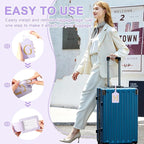 Personalized Initial Luggage Tags for Suitcase, Purple Leather Cute Luggage Tags with Privacy Cover Name Card, Embroidered Custom Monogrammed Luggage Tag Travel Backpack Tags Gifts for Women Kids(M)