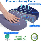 XXL Seat Cushion Office Car Seat Cushion, Memory Foam Cushion for Office Chair, Car Seat, Airplane, Bleacher Non-Slip Chair Pad, Butt Pillow for Desk, Wheelchair, Car (Blue)