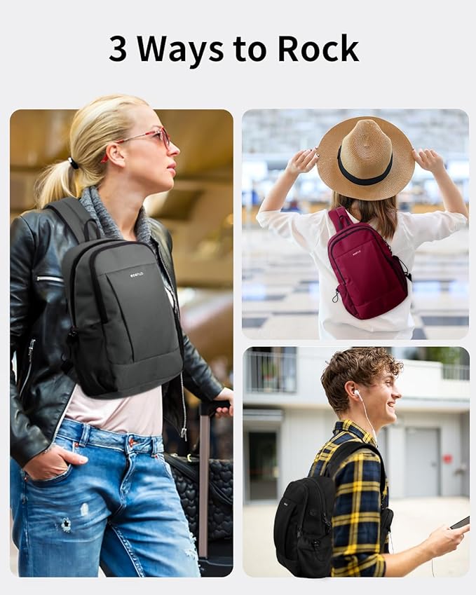 ECOHUB Crossbody Bags for Women Men, Anti-Theft RFID Blocking Roomy Sling Backpack with Sturdy SBS Zippers Water Resistant Chest Shoulder Bag Daypack with 9 Pockets Casual Outdoor Hiking, Pink