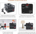 Cantonape Voltage Transformer Converter 2000 Watt Step Up/Down Convert from 110-120 Volt to 220-240 Volt and from 220-240 Volt to 110-120 Volt with 2 US Outlets, 2 Universal Outlets