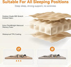 Self Inflating Sleeping Pad with Electric Pump, 4" Ultra-Thick Memory Foam Single Sleeping Mats, Easy Inflate& Deflate, 9.5 R-Value Insulated Camping Mattress Pad for Camping, Travel (Khaki)