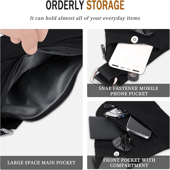 Anti Theft Crossbody Travel Bag for Women Men,Multi-pocket Crossbody Bag,Slim Sling Bag with Adjustable Strap