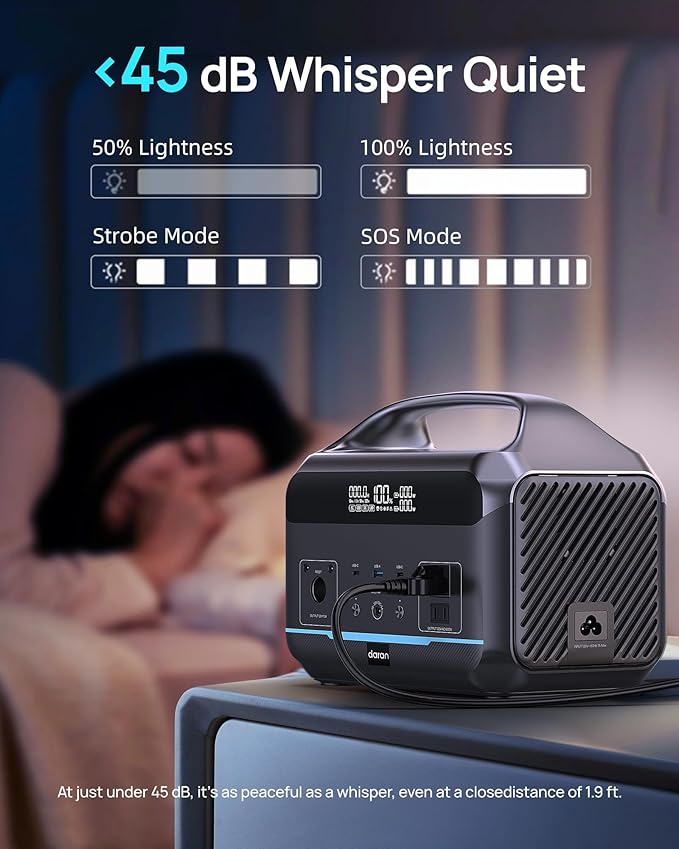 DaranEner Portable Power Station 600W with Solar Panel 80W, 288Wh LiFePO4 Battery Backup w/2 AC Outlets, 1.7H Fast Charging Solar Generator for Camping, RV Travel, Home Emergencies