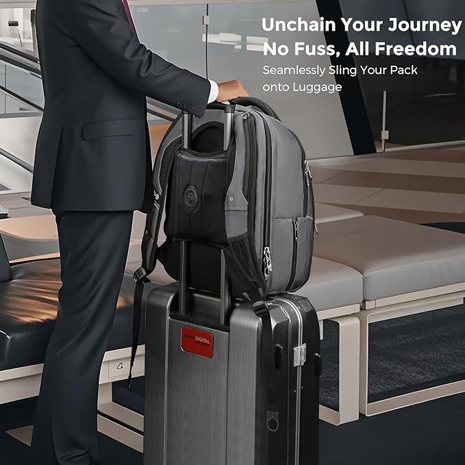 Swissdigital Design TSA Business Laptop Backpack For Men,Travel Backpack With USB Charging Port,College Tech Backpacks With RFID Pockets Presents For Men Fits 15.6 Inch Computer Grey | J16BT-03