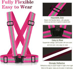 Reflective Vest Running Gear, 2Pack High Visible Safety VES for Cycling Jogging Running Walking, Adjustable for Men Women Kids