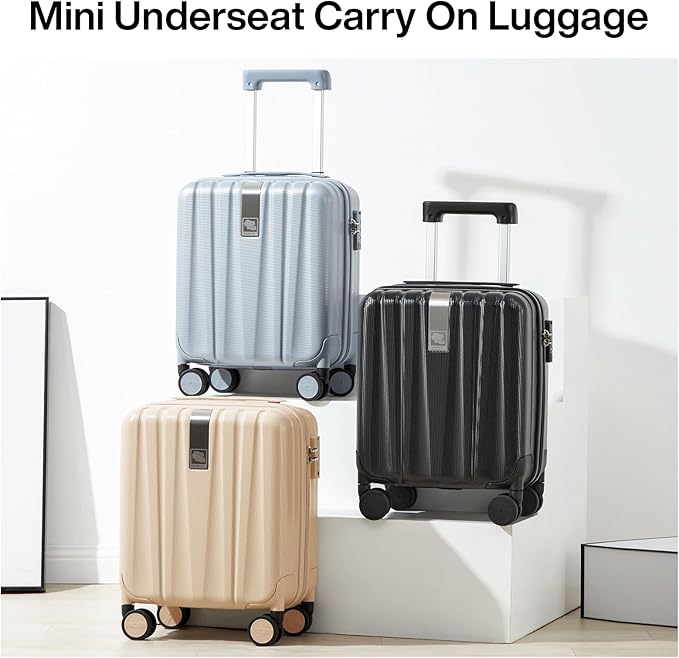 Hanke 14 Inch Underseat Carry On Luggage with Wheels Hard Shell Suitcases Carry On Bag Lightweight Small Mini Suitcase Travel Luggage for Travel Christmas Gifts for Birthday（Cuba Sand）