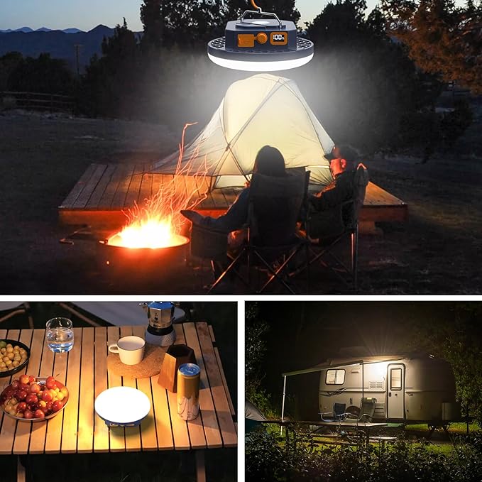 10000mAh 4000LM Flashlight Portable LED Camping Lantern Rechargeable Light 30W with Digital Power Display and Magnet , IPX5 Waterproof Tent Lights Power Failure Emergency Light