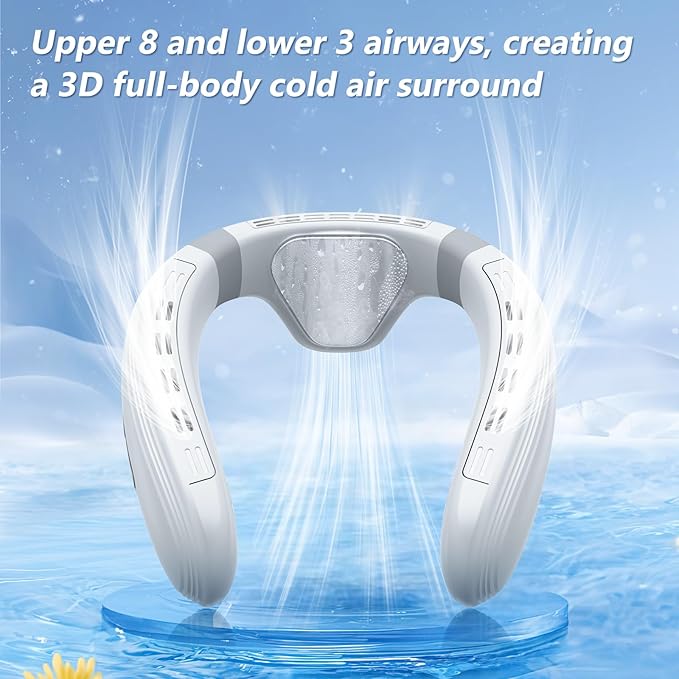 Neck Air Conditioner Fans That Blow Cold Air Cooling Device Wearable Fan, 5200mAh Battery Operated Rechargeable Personal Fan, 3+3 Speeds Perfect for Women Men