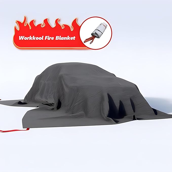 Emergency Battery Blankets for Car,Fiberglass Fire Extinguisher Blanket,Survival Safety Fire Suppression Blanket for Electric/Fuel Vehicle Accidents with Carry Bag(13.12 * 19.7)